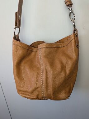 VINTAGE ROOTS Leather Bag Women Tan Caramel Color Medium Size Made In Canada
